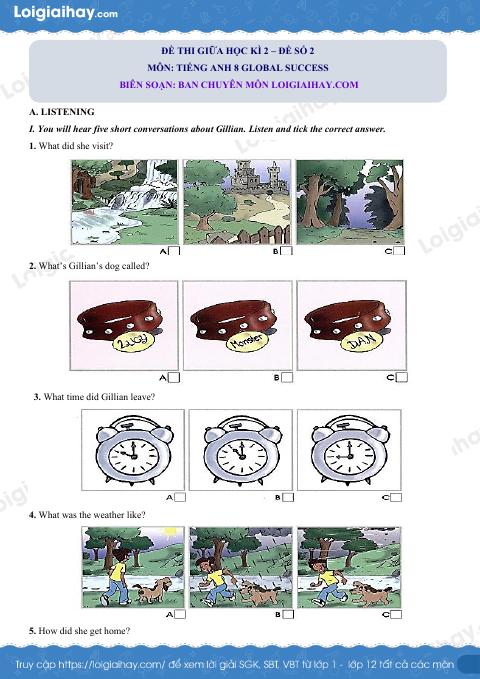 Đề thi giữa kì 2 Tiếng Anh 8 Global Success - Đề số 2